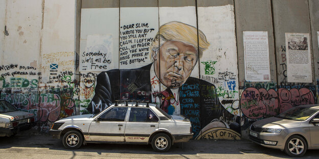 Trump Graffiti an der Mauer in Bethlehem