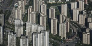 Pekinger Hochhäuser aus der Vogelperspektive betrachtet