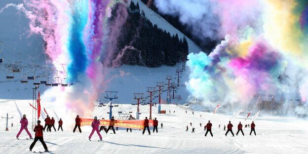 Feuerwerk im Skigebiet