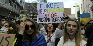 Demonstration für die Ukraine in Lissabon.