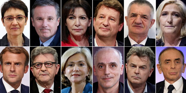 12 KandidatInnen für die französischen Präsidentschaft