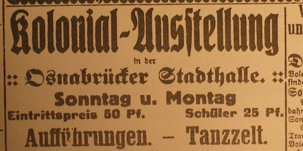 Werbeplakat für die Osnabrücker Kolonial-Ausstellung 1913