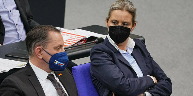 Tino Chrupalla und Alice Weidel im Bundestag.
