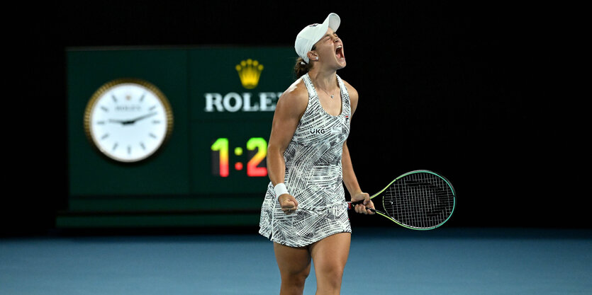 Ashleigh Barty brüllt ihre Freude nach einem Punktgewinn heraus