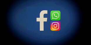 Logos von Favebook, Whatsapp und Instagram