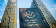Gebäude des Europäischen Gerichtshof mit der Aufschrift