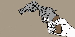 Hand hält eine Waffe mit Knoten, Illustration