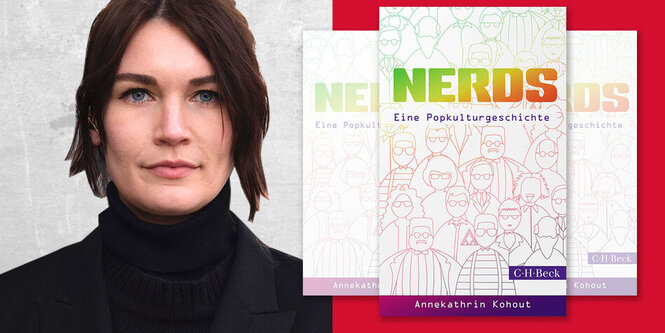 Foto der Autorin Annekathrin Kohout und das Buchcover von Nerds - eine Popkulturgeschichte