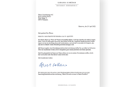 Ein Fake-Brief von Altkanzler Schröder an eine Fake-Versicherung