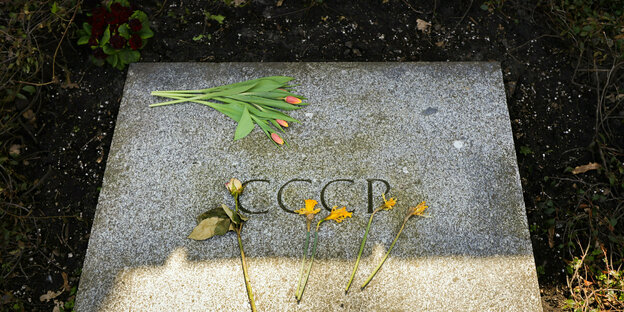 Gedenkstein mit der Aufschrift "CCCP" für "UdSSR"