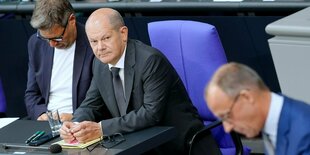 Olaf Scholz zwischen Habeck und Merz