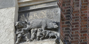 Antisemitisches Relief an der evangelischen Stadtkirche in Wittenberg