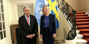 UN-Generalsekretär Antonio Guterres und Premiereministerin Magdalena Andersson.