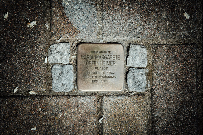 Stolperstein in Schwedt von Maria Margarete Oppenheimer, sie wurde 1942 im Warschauer Ghetto ermordet