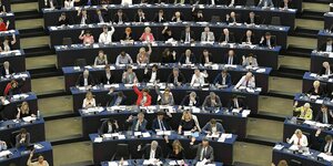 Blick in den Plenarsaal des EU-Parlaments während der Abstimmung