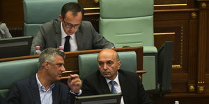 Premierminister Isa Mustafa und Außenminister Hashim Thaci