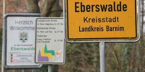 Das Ortseingangsschild der Kreisstadt Eberswalde