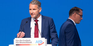 Björn Höcke spricht auf dem Bundesparteitag - Tino Chrupalla geht aus dem Bild