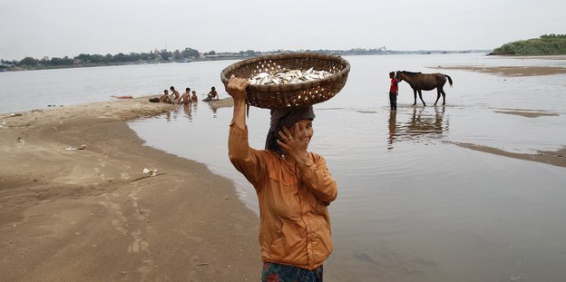 Fischfang am Mekong in Laos
