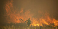 Feuerwehrmann in einem Waldbrand.