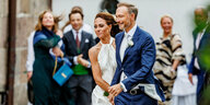 Christian Lindner und seine Frau Franca Lehfeldt am Hochzeitstag