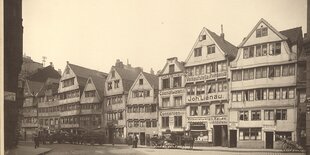 Fachwerkhäuser in der Straße Pumpen in der Hamburger Altstadt