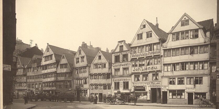 Fachwerkhäuser in der Straße Pumpen in der Hamburger Altstadt