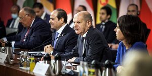 Annalena Baerbock, Olaf Scholz und der ägyptische Präsident Abdel Fattah Al-Sisi