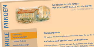 Screenshot von der Website der Waldorfschule Minden