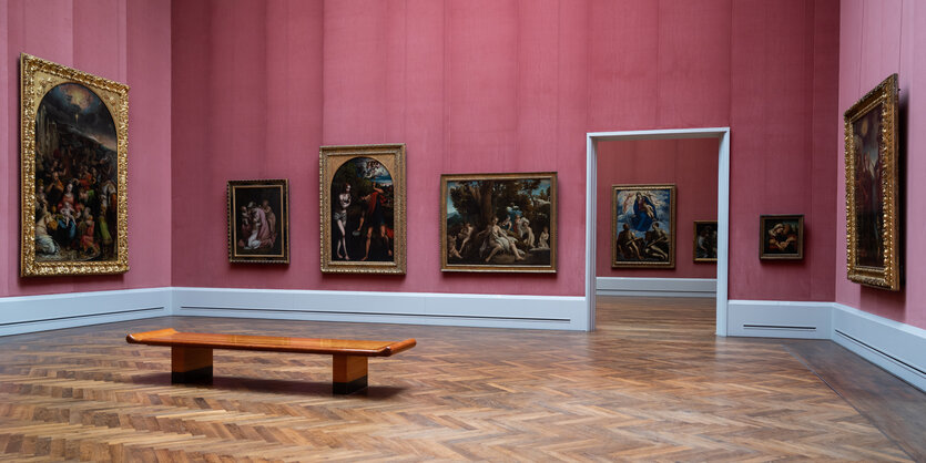 Ein leerer Saal der Berliner Gemäldegalerie.