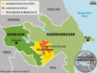 Karte von Bergkarabach, Armenien und Aserbaidschan