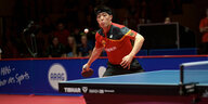 Tischtennisnationalspieler Dang Qiu in Aktion