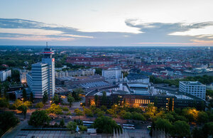 Blick auf den Rundfunk Berlin Brandenburg am frühen Morgen. Blick auf den Rundfunk Berlin Brandenburg am frühen Morgen.
