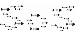 Illustration tote Fische, die SOS formen