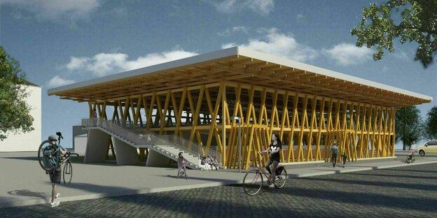 Fahrradparkhaus aus Holz