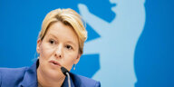Das Foto zeigt Berlins Regierende Bürgermeisterin Franziska Giffey (SPD)