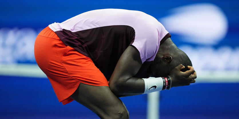 Frances Tiafoe reagiert nach einem Sieg.