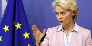 EU-Kommissionspräsidentin von der Leyen bei einer Pressekonferenz.