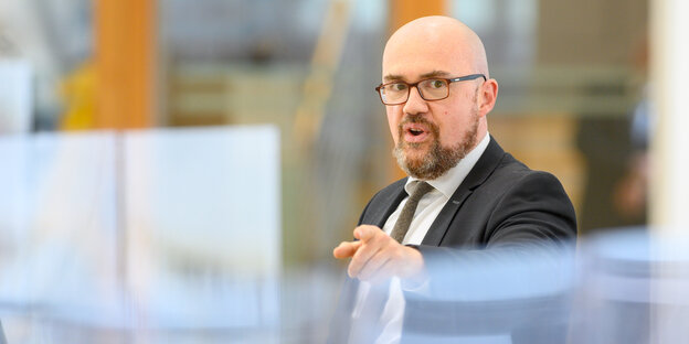 Hans-Thomas Tillschneider speaks in the state parliament of Saxony-Anhalt