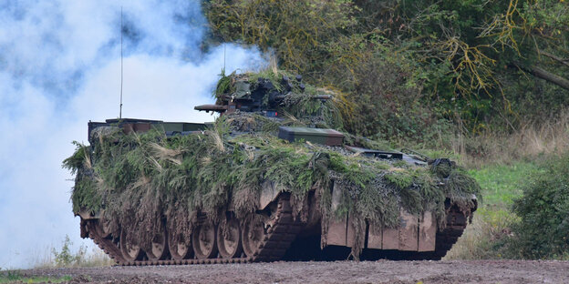 A camouflaged infantry fighting vehicle Marder of the Bundeswehr