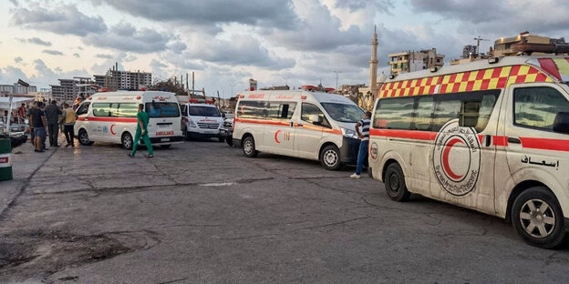 Ambulances are in the port of the Syrian city of Tartous