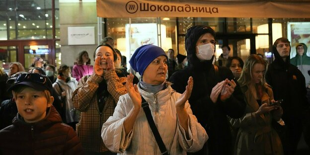 People demonstrate against the order for a partial mobilization of the armed forces