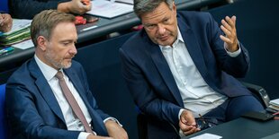 Lindner und Habeck auf der Regierungsank