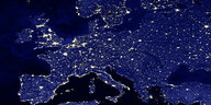Satellitenaufnahme von Europa bei Nacht