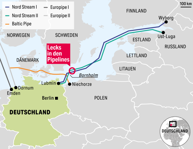 Grafik zu Pipelines in der Ostsee