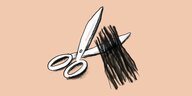 Illustration: Eine Schere mit abgeschnittenen Haaren
