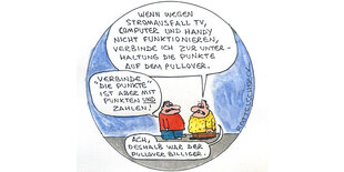 Ein bunter Cartoon mit zwei Männern