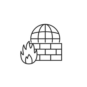Ein Icon, Weltkugel, Mauer und Feuer