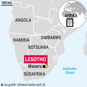 Karte von Lesotho.
