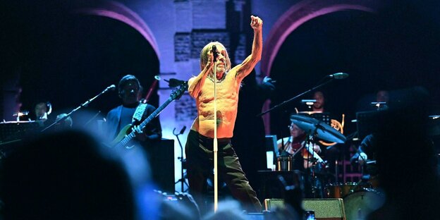 Iggy Pop reckt eine Faust in den Himmel